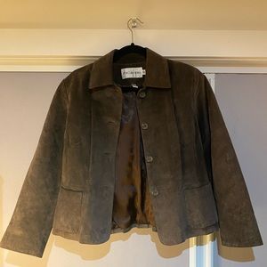 VINTAGE Brown Suede Jacket - Petite Medium